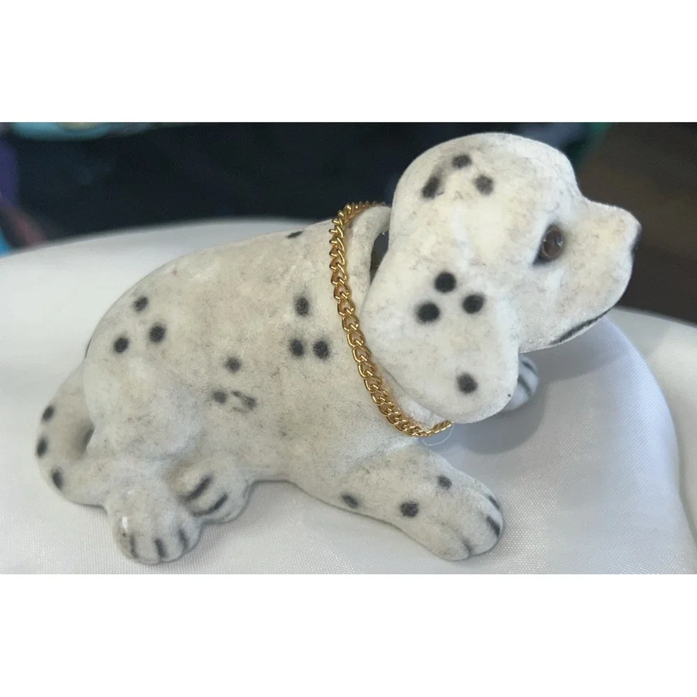 Dalmatian Dog Figurine Flocked Bobble‎ Head Nodder 3x6x3.5